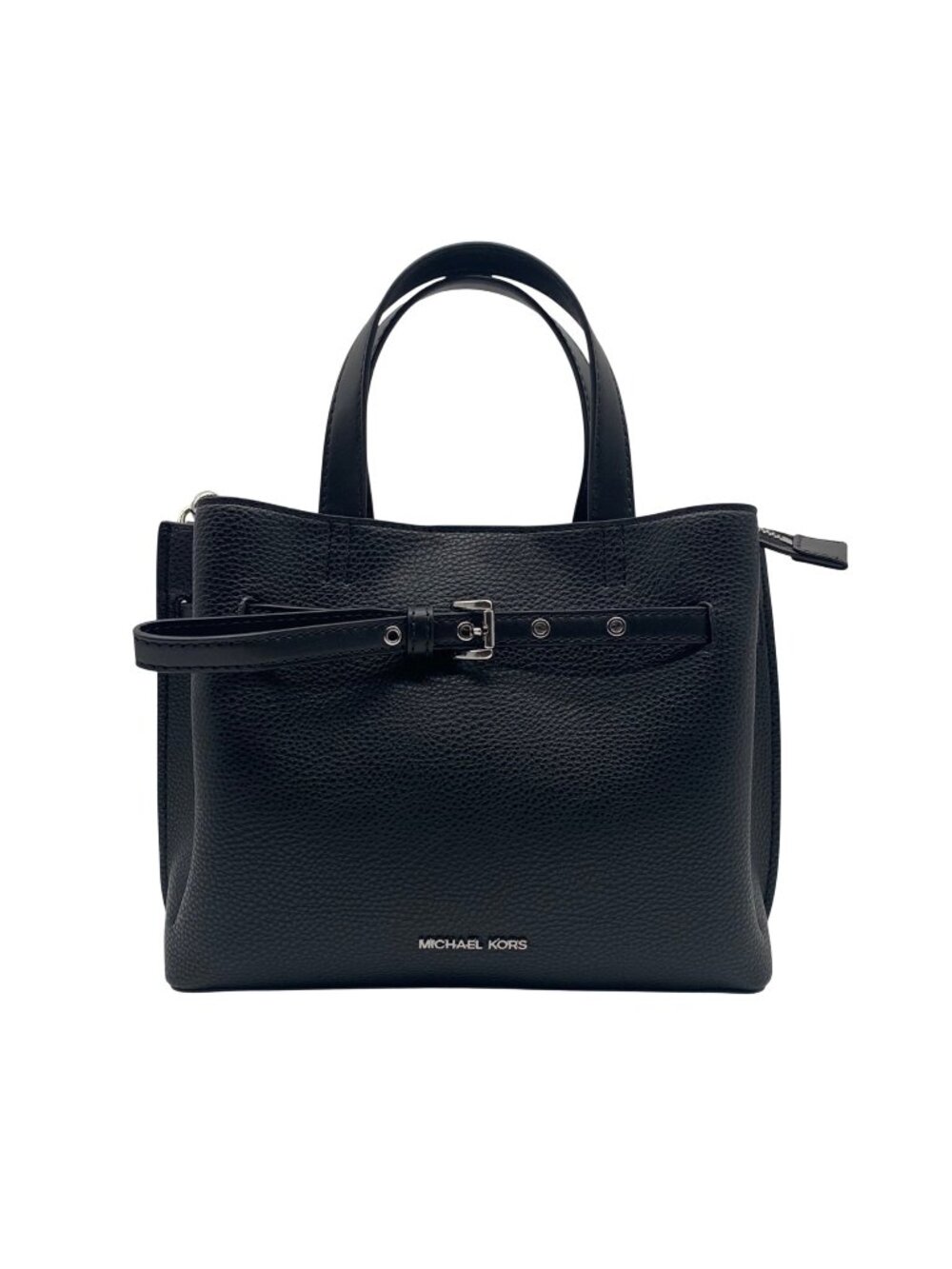 Michael Kors Black Emilia Small Pebbled Leather Satchel Bag